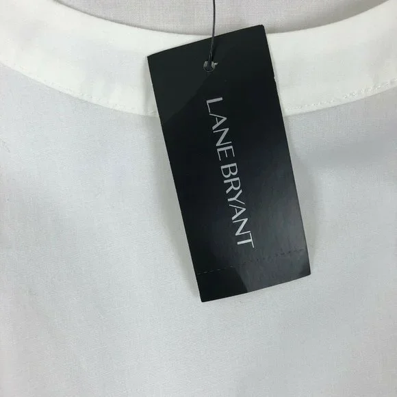 *New Lane Bryant Popover Blouse Top Womens 20 White Ruched Corset Waist Romantic - Picture 5 of 9